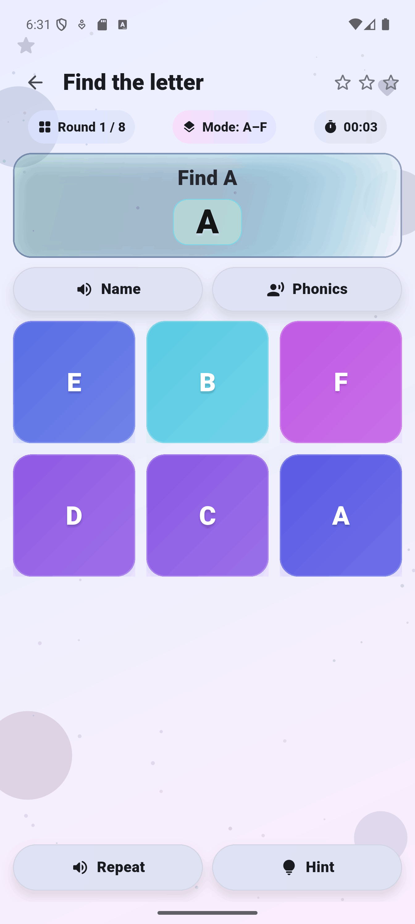Kids app activity interface