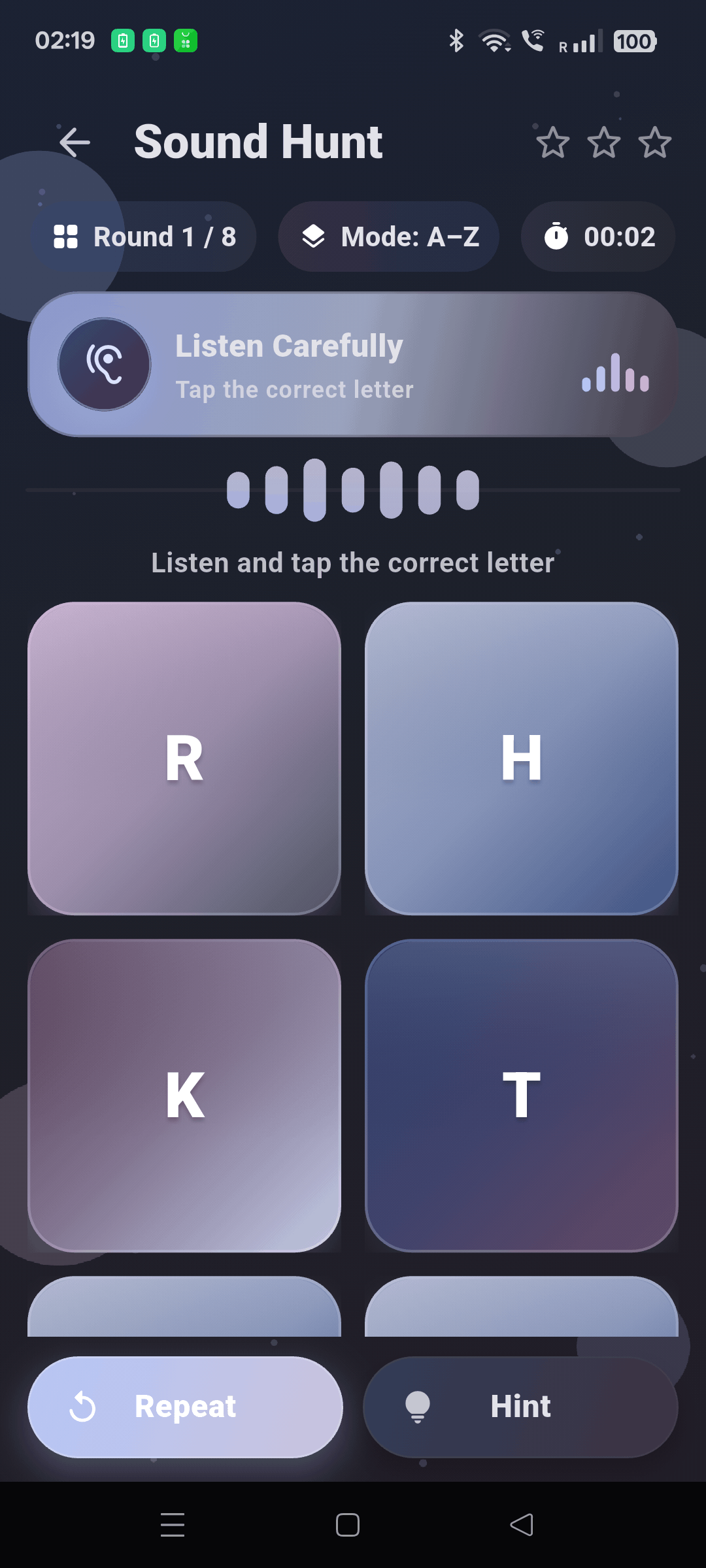 Kids app letter learning screen