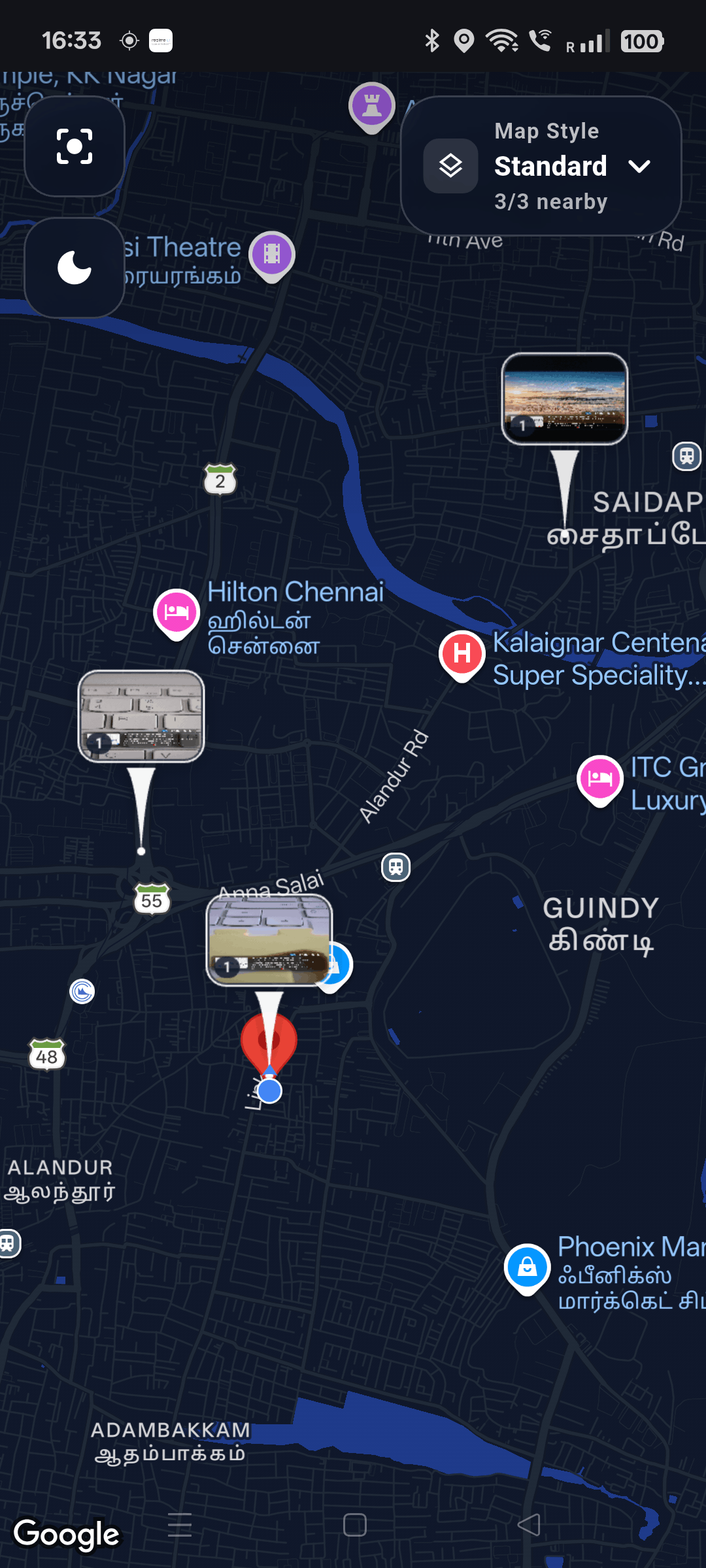 Location photo timeline map screen