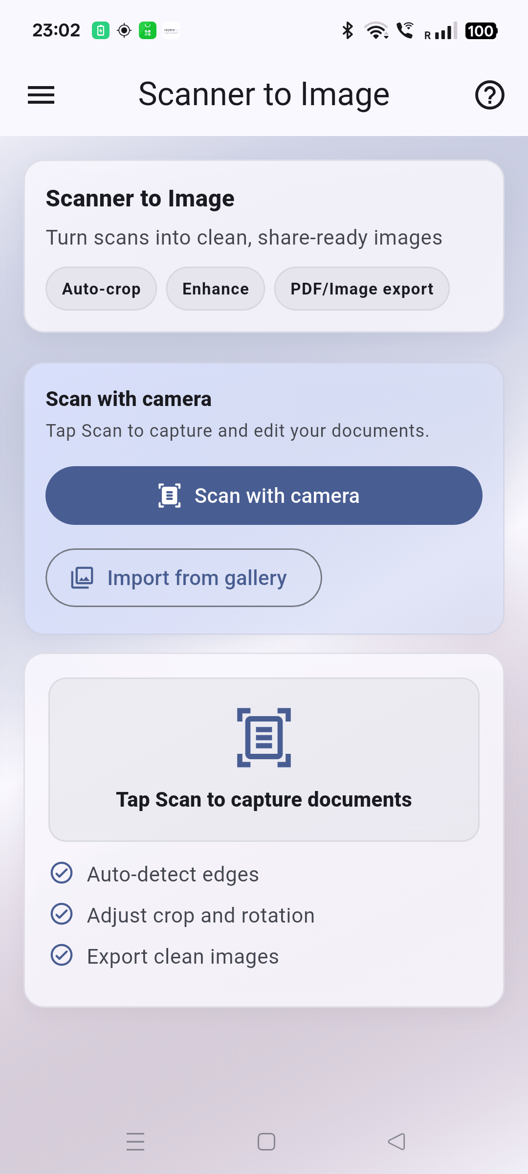 Scanner to Image screen