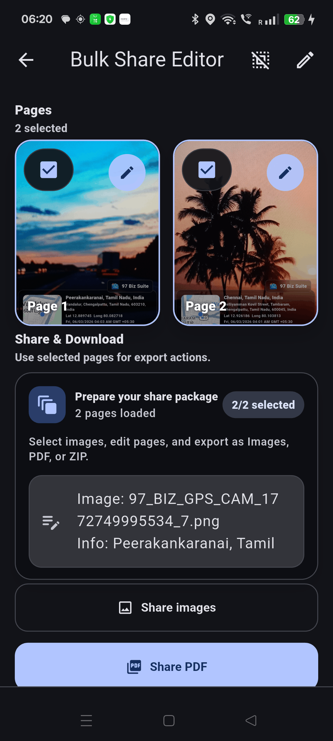 Bulk Share Editor export screen
